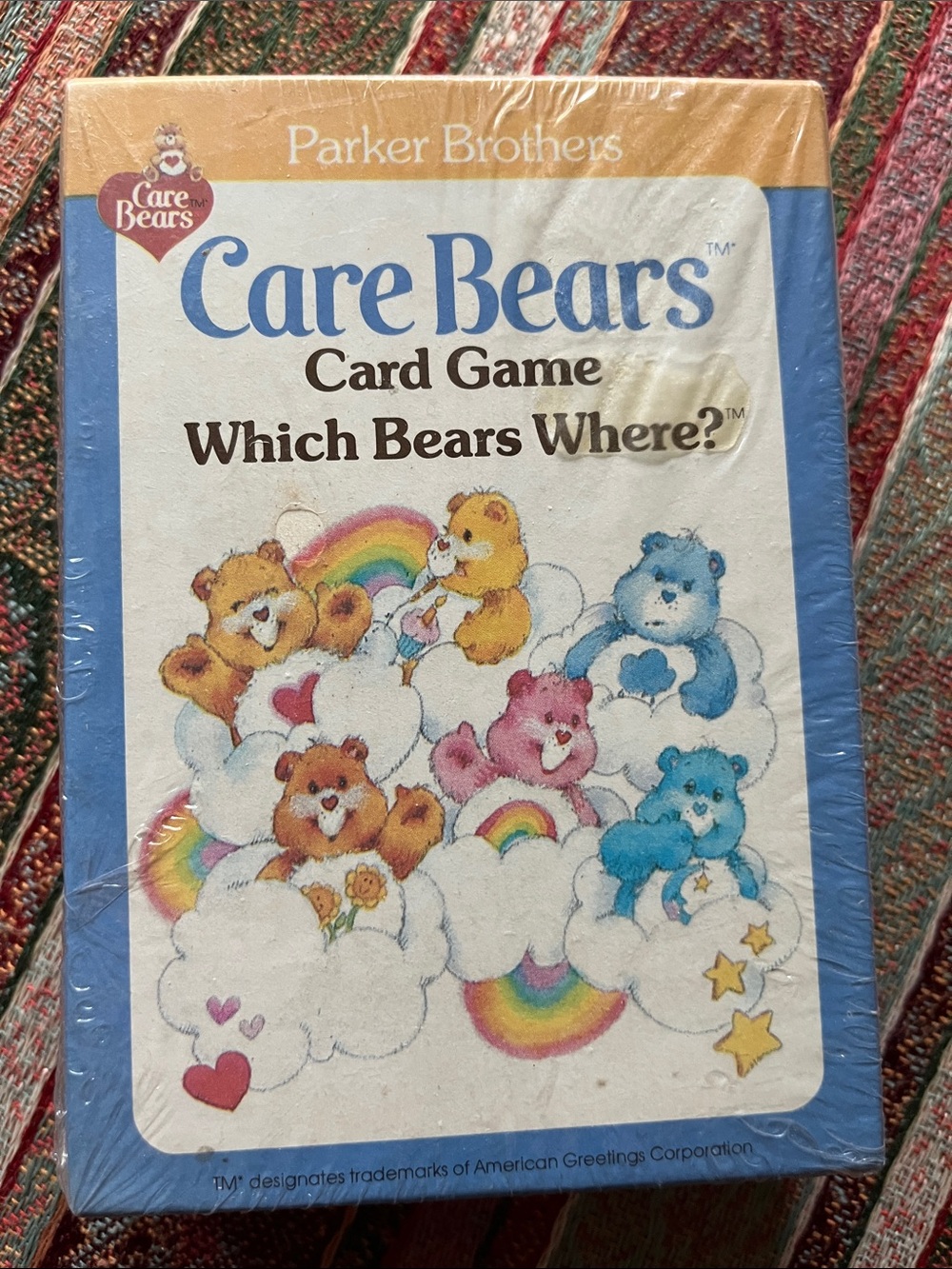 Vintage Care Bears Card Game Which Bears Where? - Blue, White, Yellow NWT